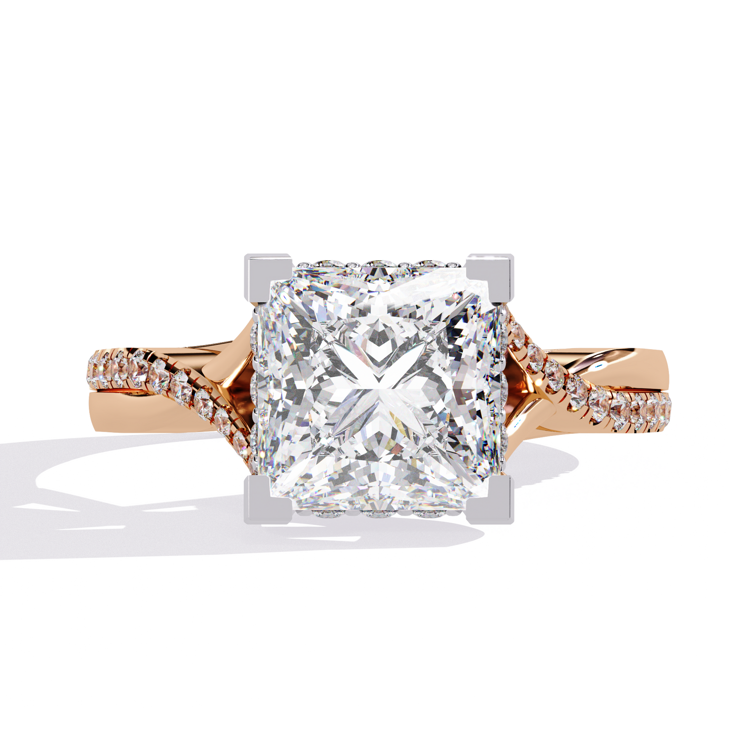 Princess Cocktail Solitaire Ring Rose