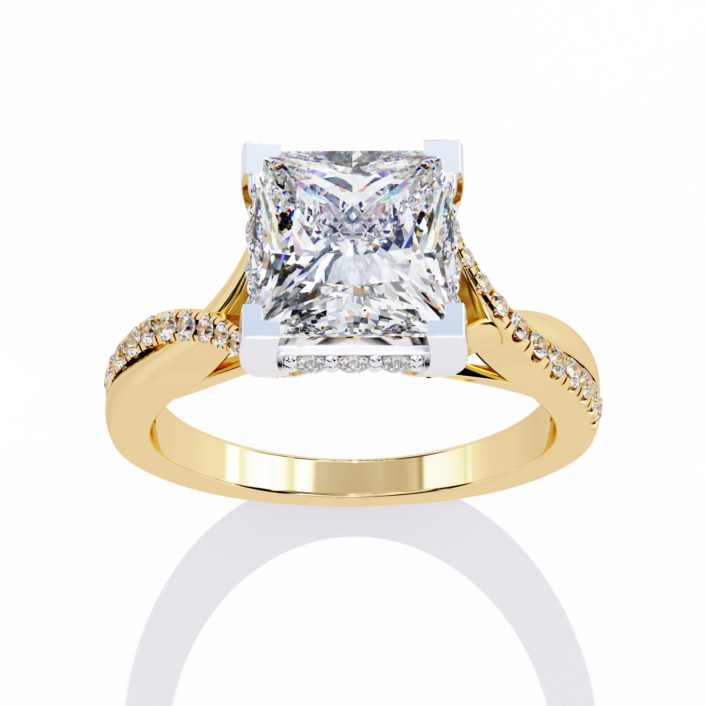 Princess Cocktail Solitaire Ring Yellow