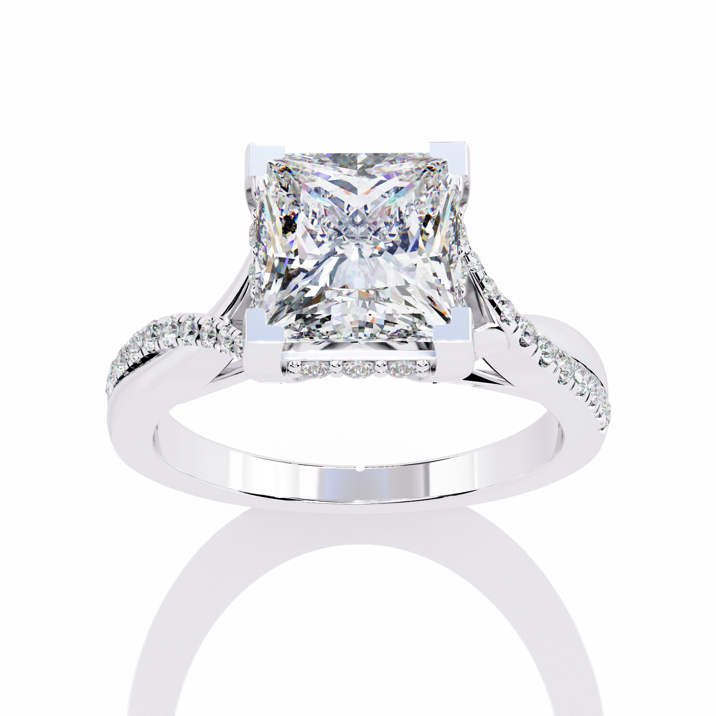 Princess Cocktail Solitaire Ring White