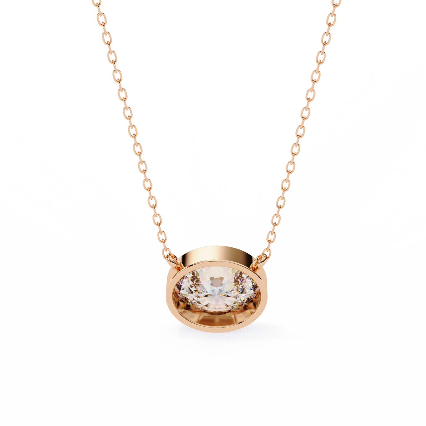 Oval Halo Solitaire Pendent Rose