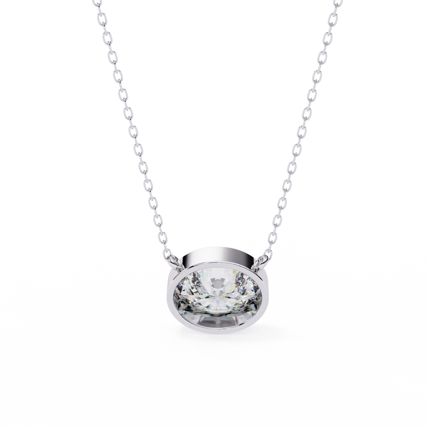 Oval Halo Solitaire Pendent White