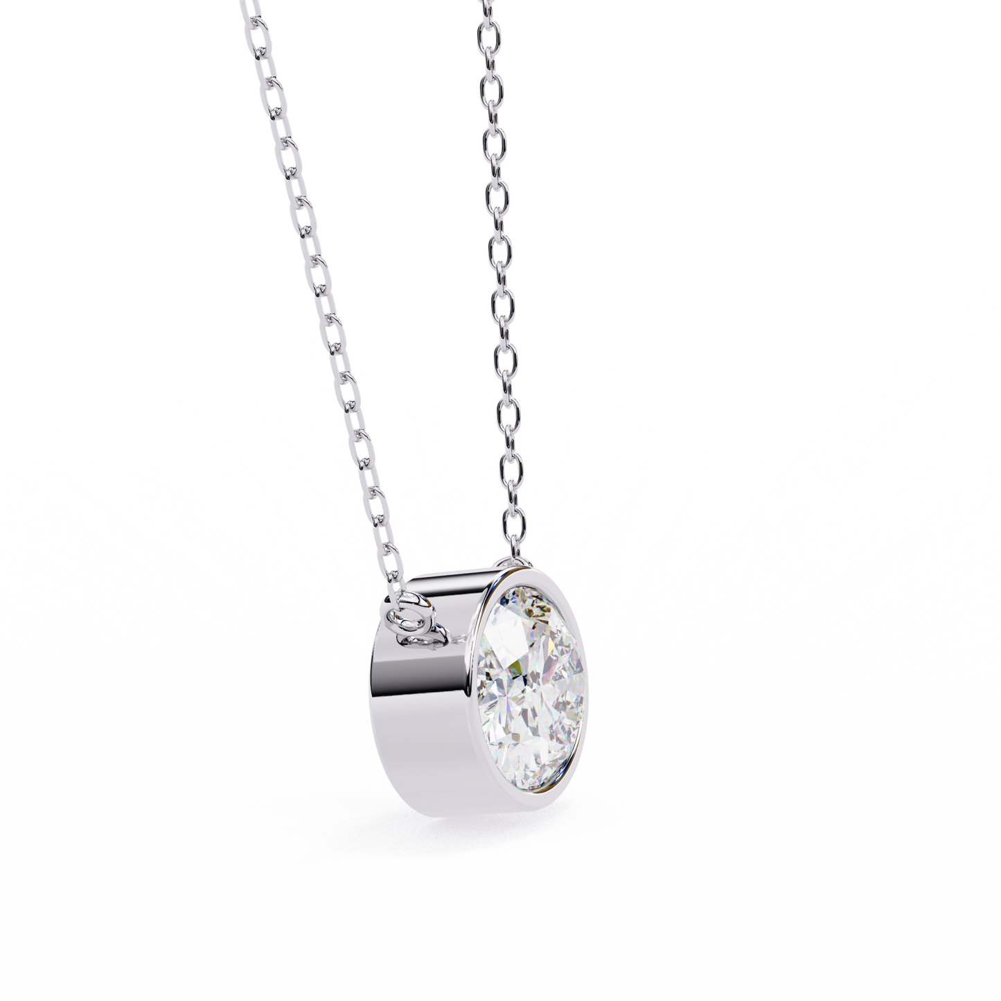 Oval Halo Solitaire Pendent White