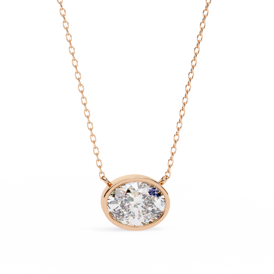 Oval Halo Solitaire Pendent Rose