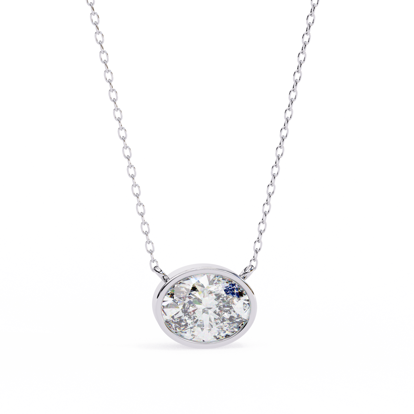 Oval Halo Solitaire Pendent White