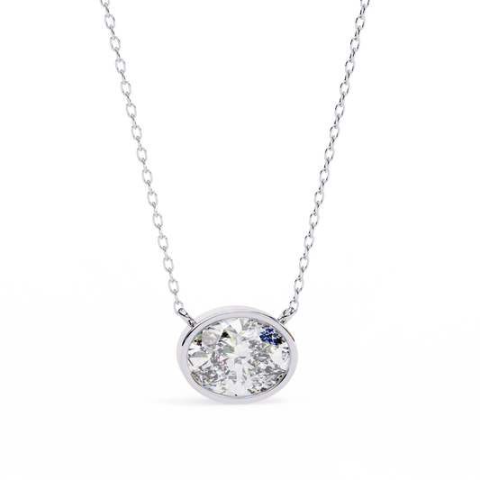 Oval Halo Solitaire Pendent White