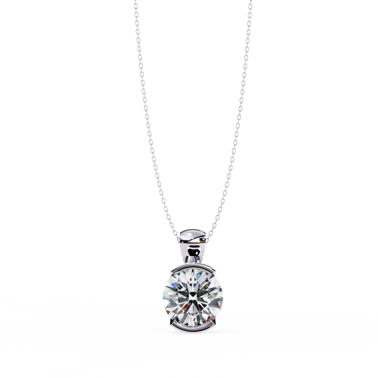 Round Solitaire Halo Pendant White