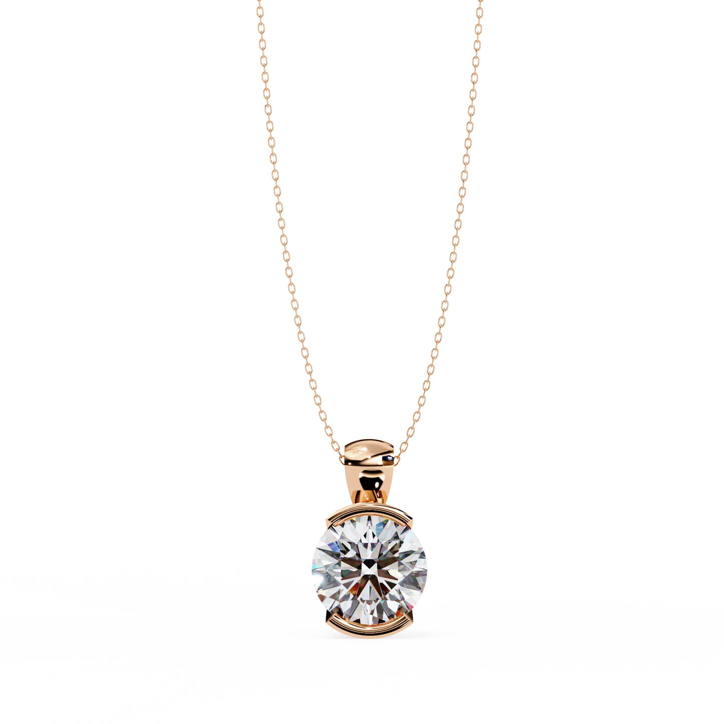 Round Solitaire Halo Pendant Rose