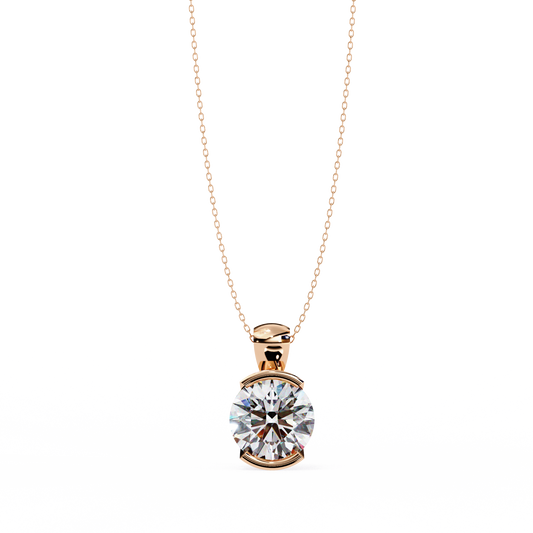 Round Solitaire Halo Pendant Rose