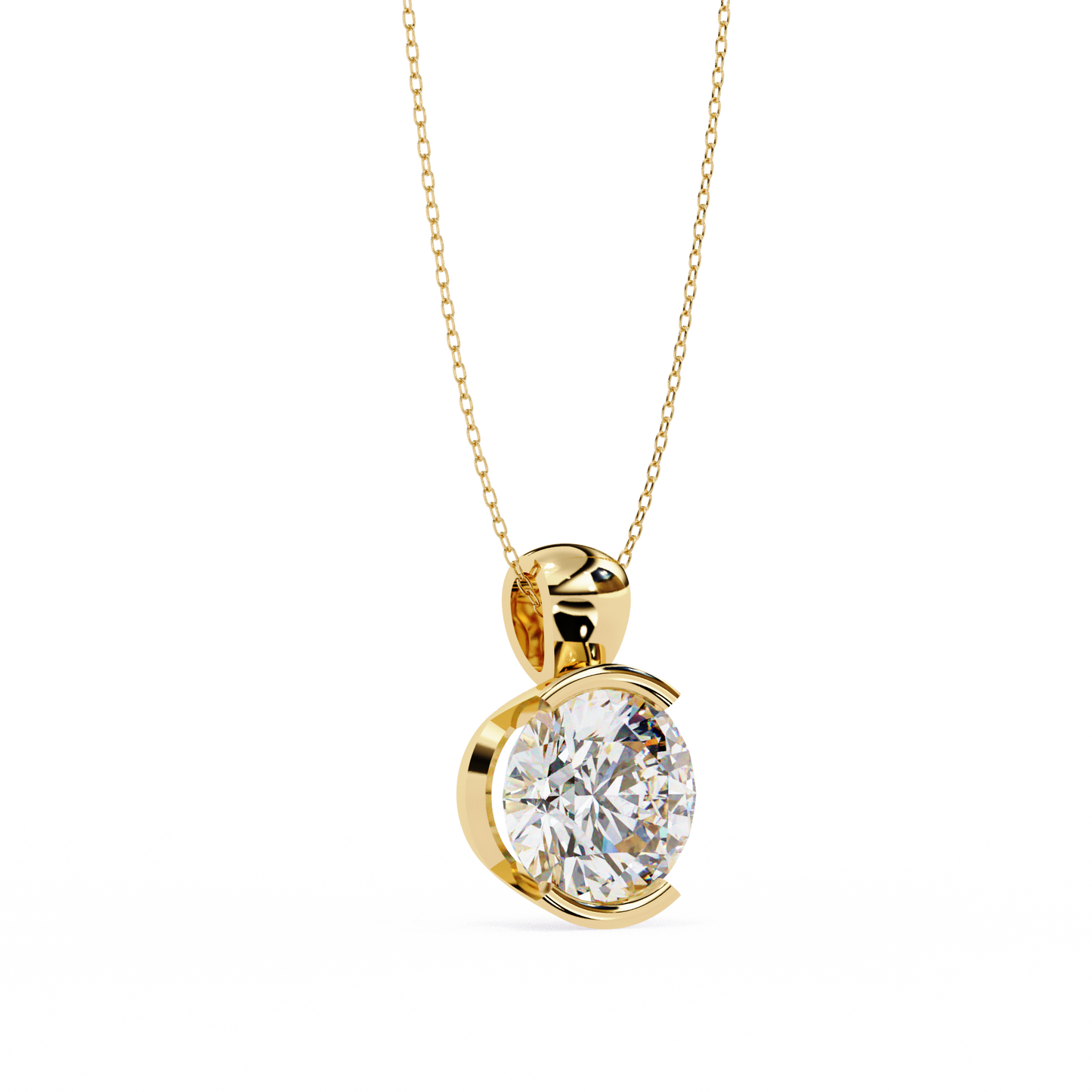 Round Solitaire Halo Pendant Yellow