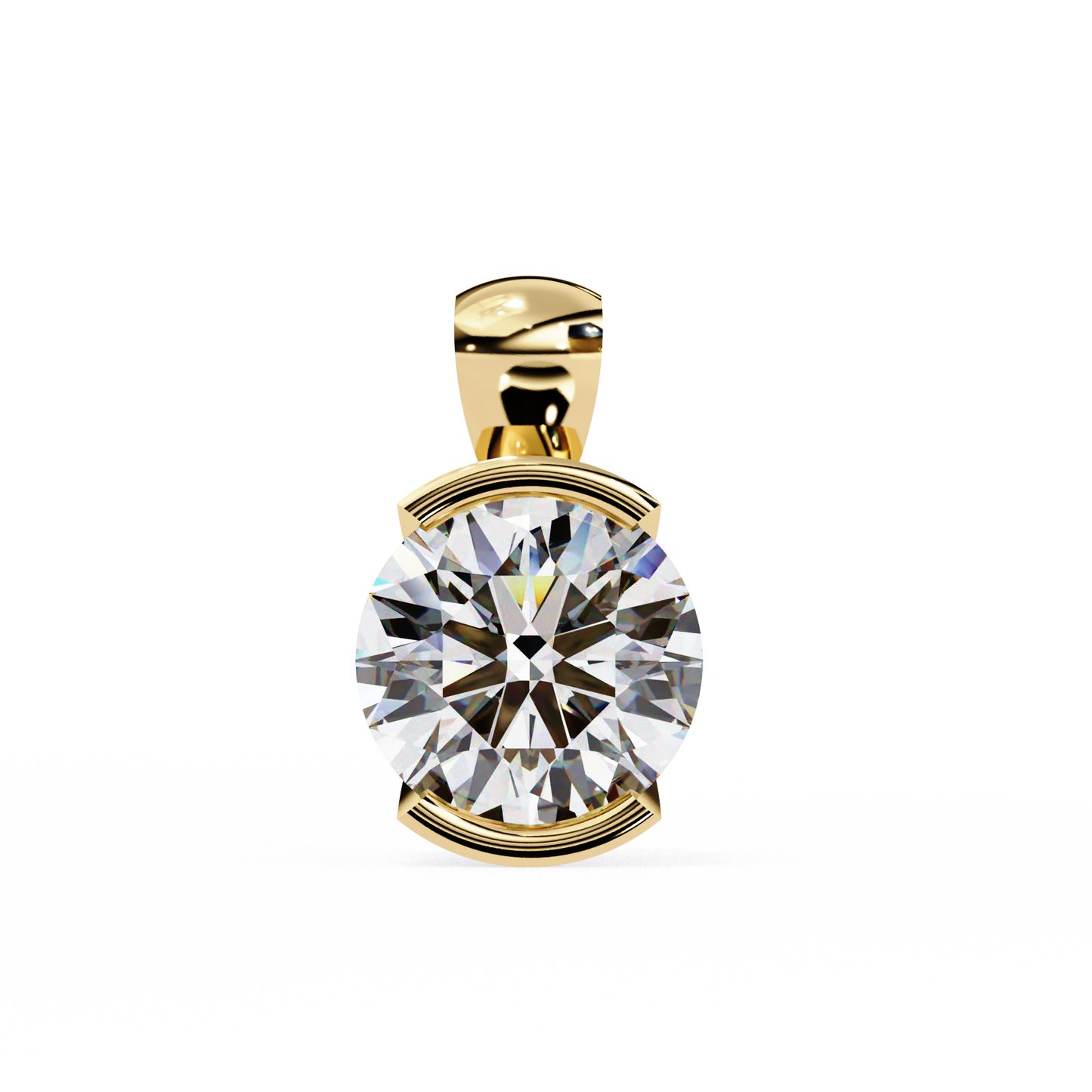 Round Solitaire Halo Pendant Yellow