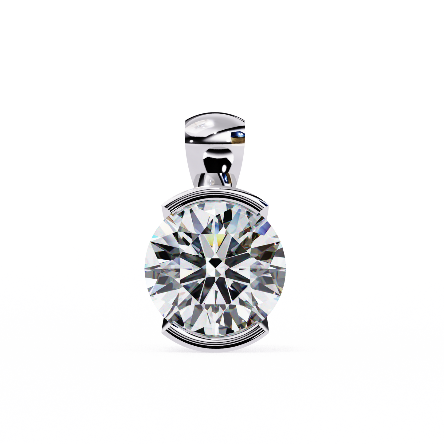 Round Solitaire Halo Pendant White