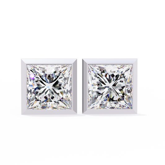 Princess Solitaire Halo Earring White