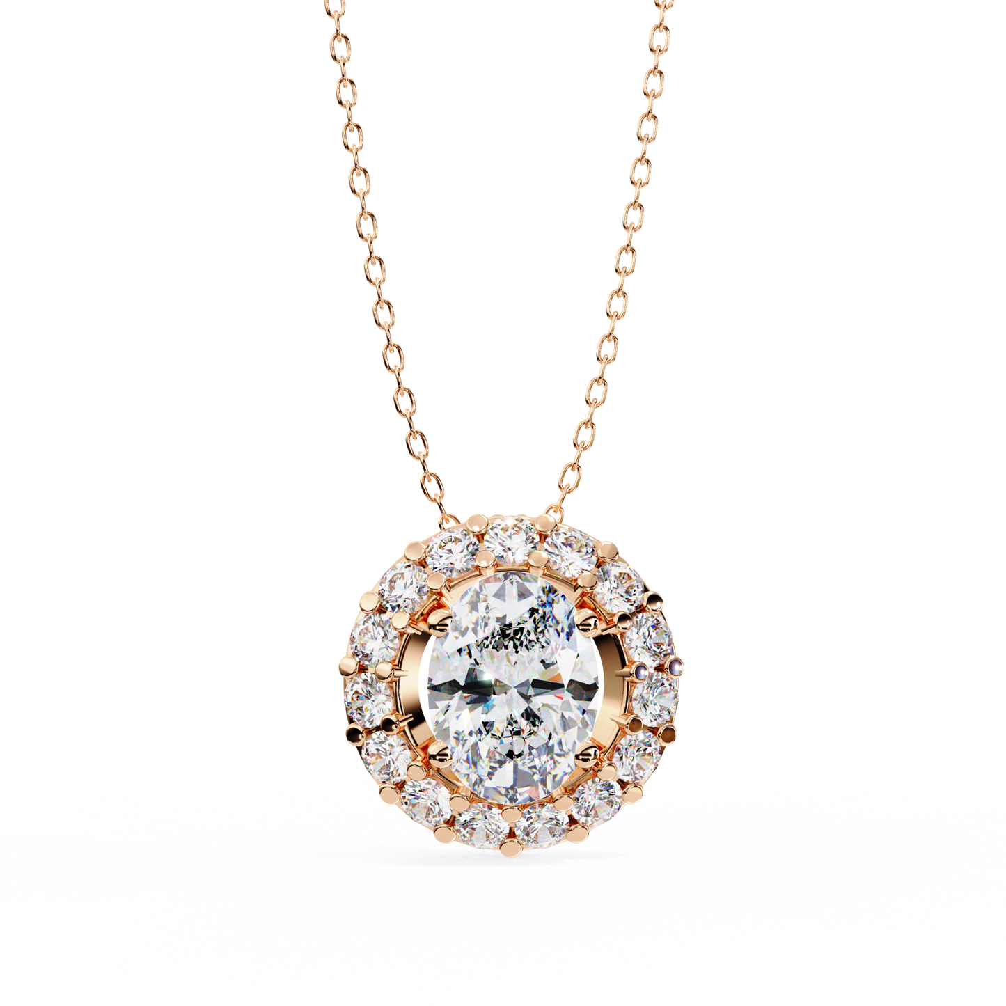 Oval Solitaire Rose Pendant