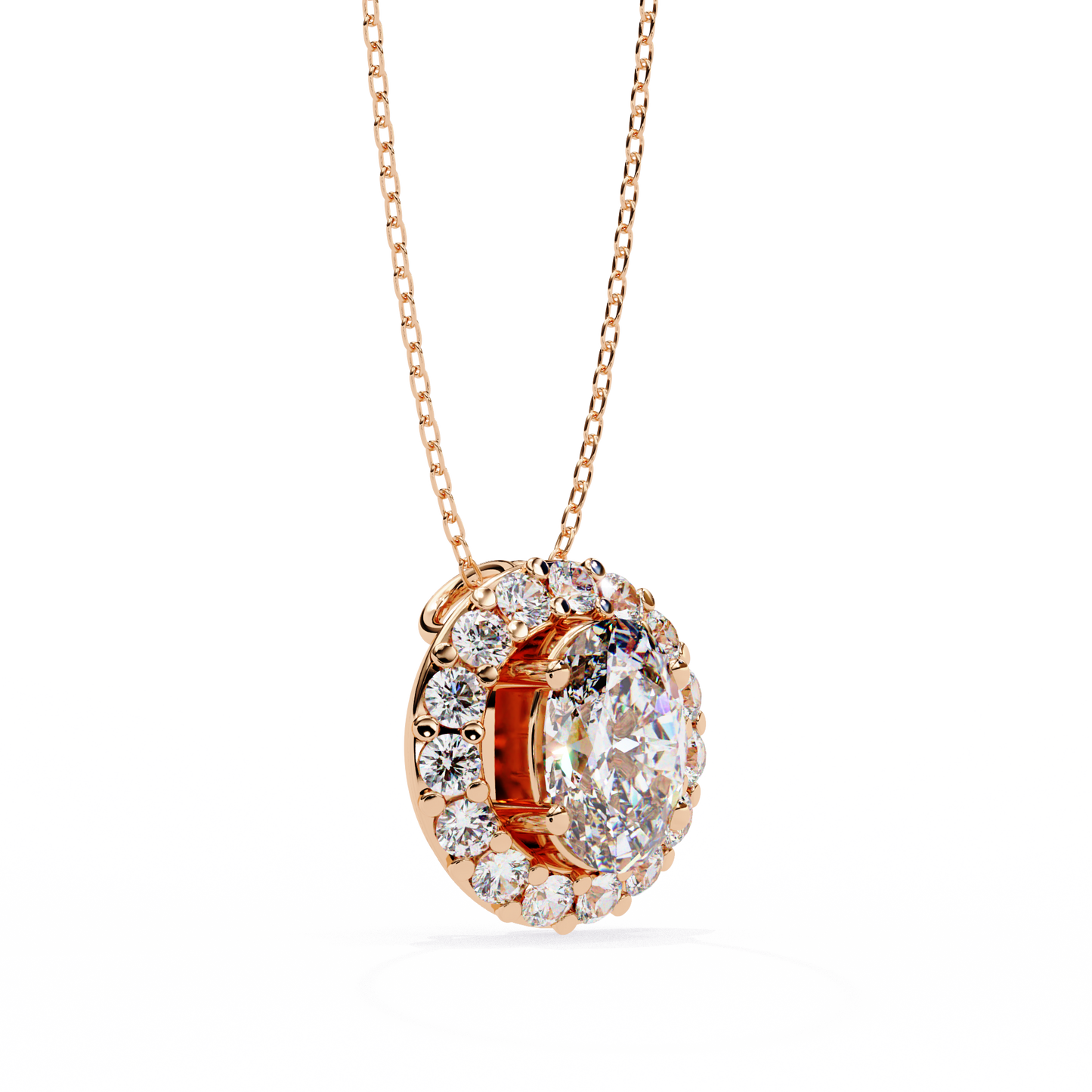 Oval Solitaire Rose Pendant