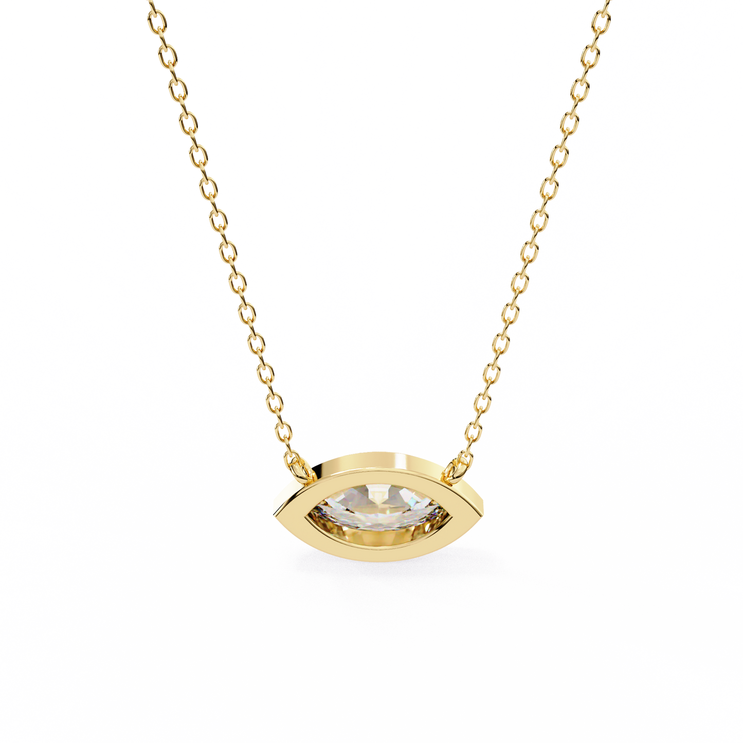 Marquise Halo Solitaire Pendant Yellow