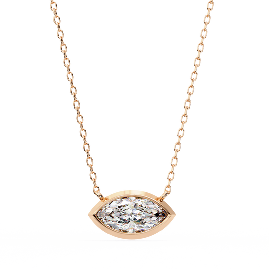 Marquise Halo Solitaire Pendant Rose