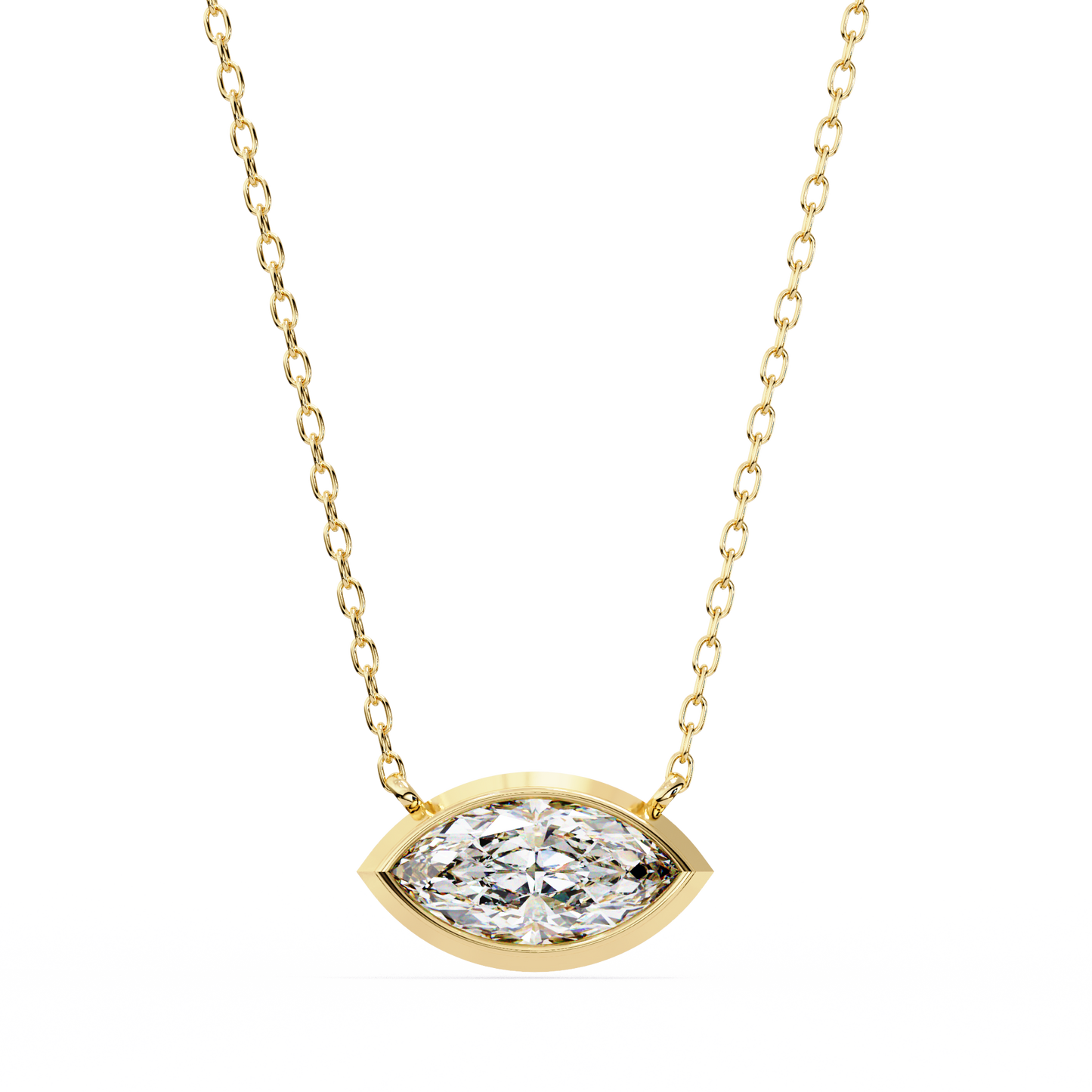 Marquise Halo Solitaire Pendant Yellow