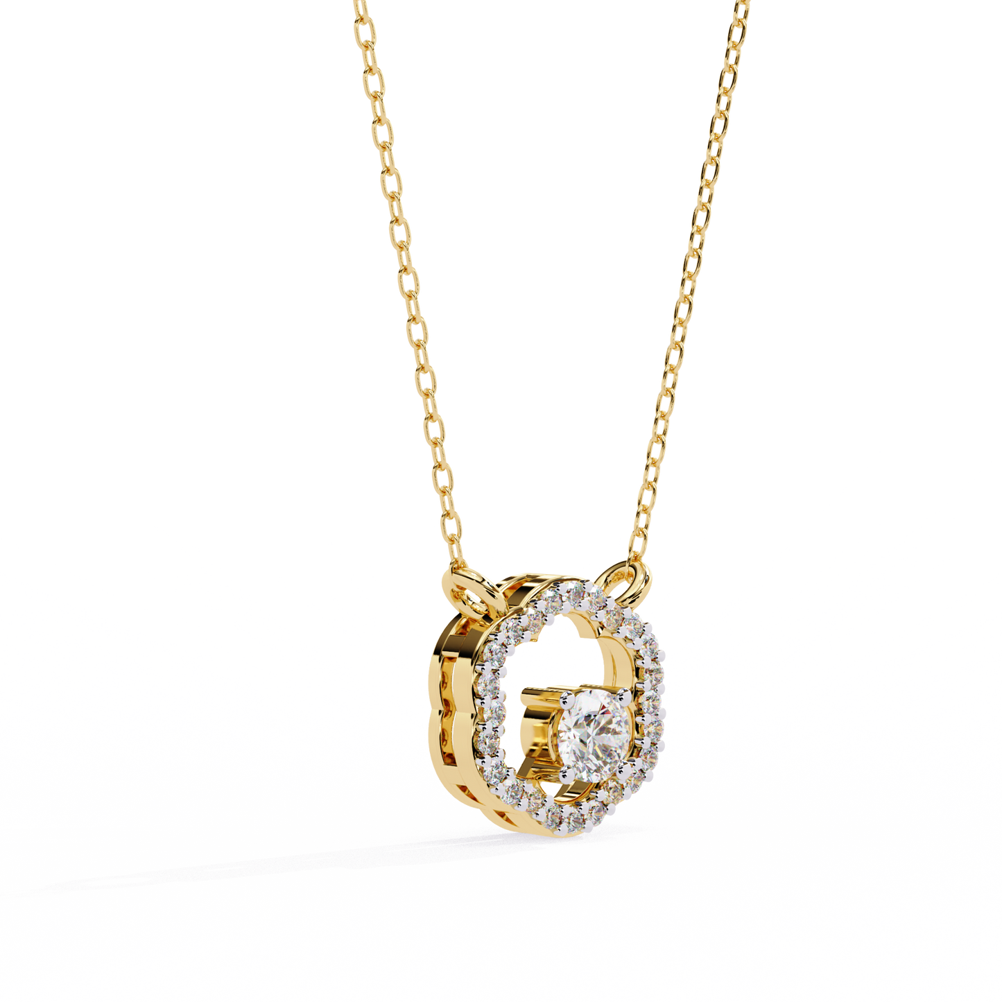 Round Designer Halo Pendant Yellow