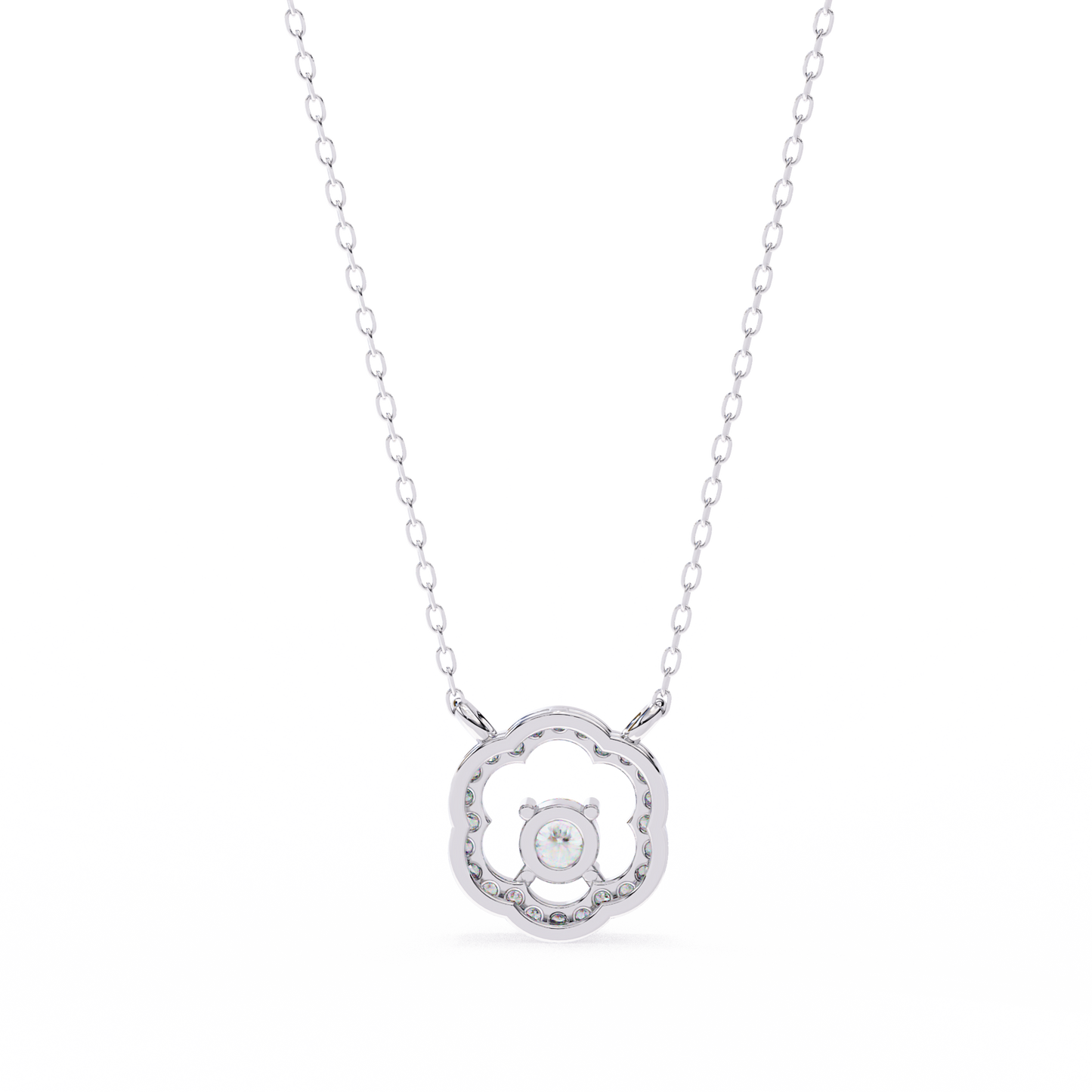 Round Designer Halo Pendant White