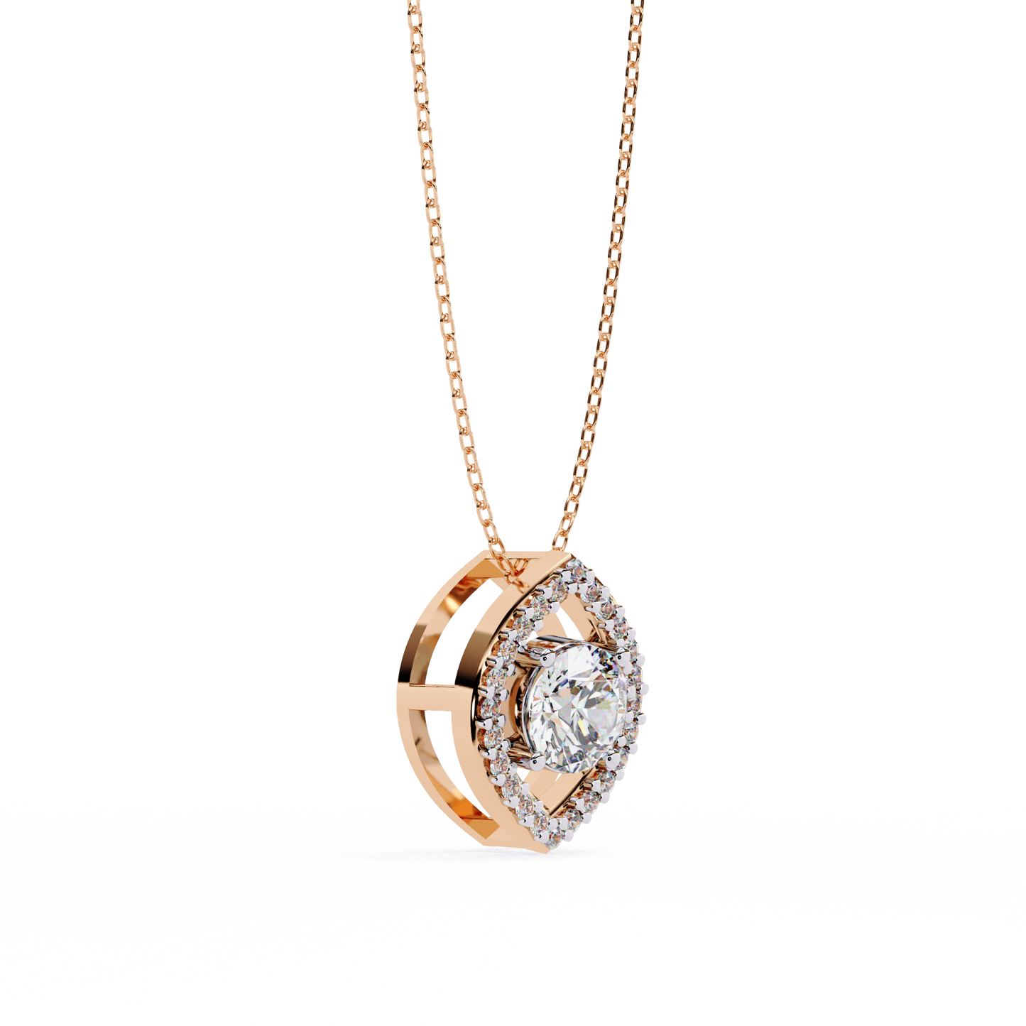 Halo of Elegance Round Pendant Rose