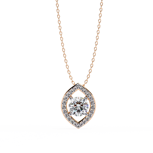 Halo of Elegance Round Pendant Rose