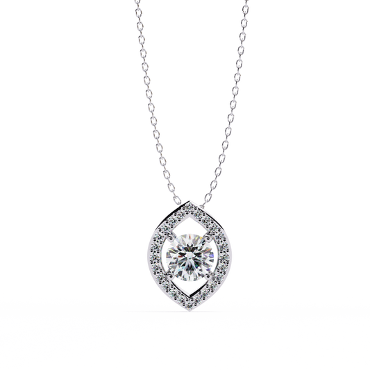 Halo of Elegance Round Pendant White