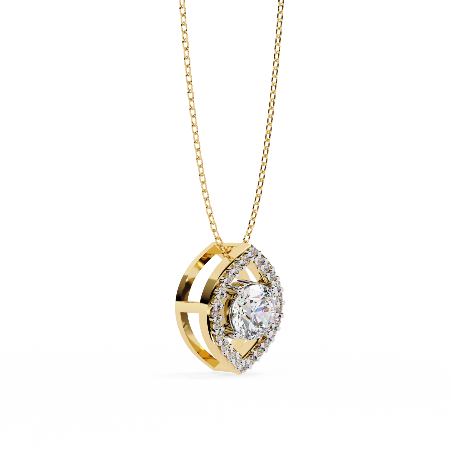 Halo of Elegance Round Pendant Yellow