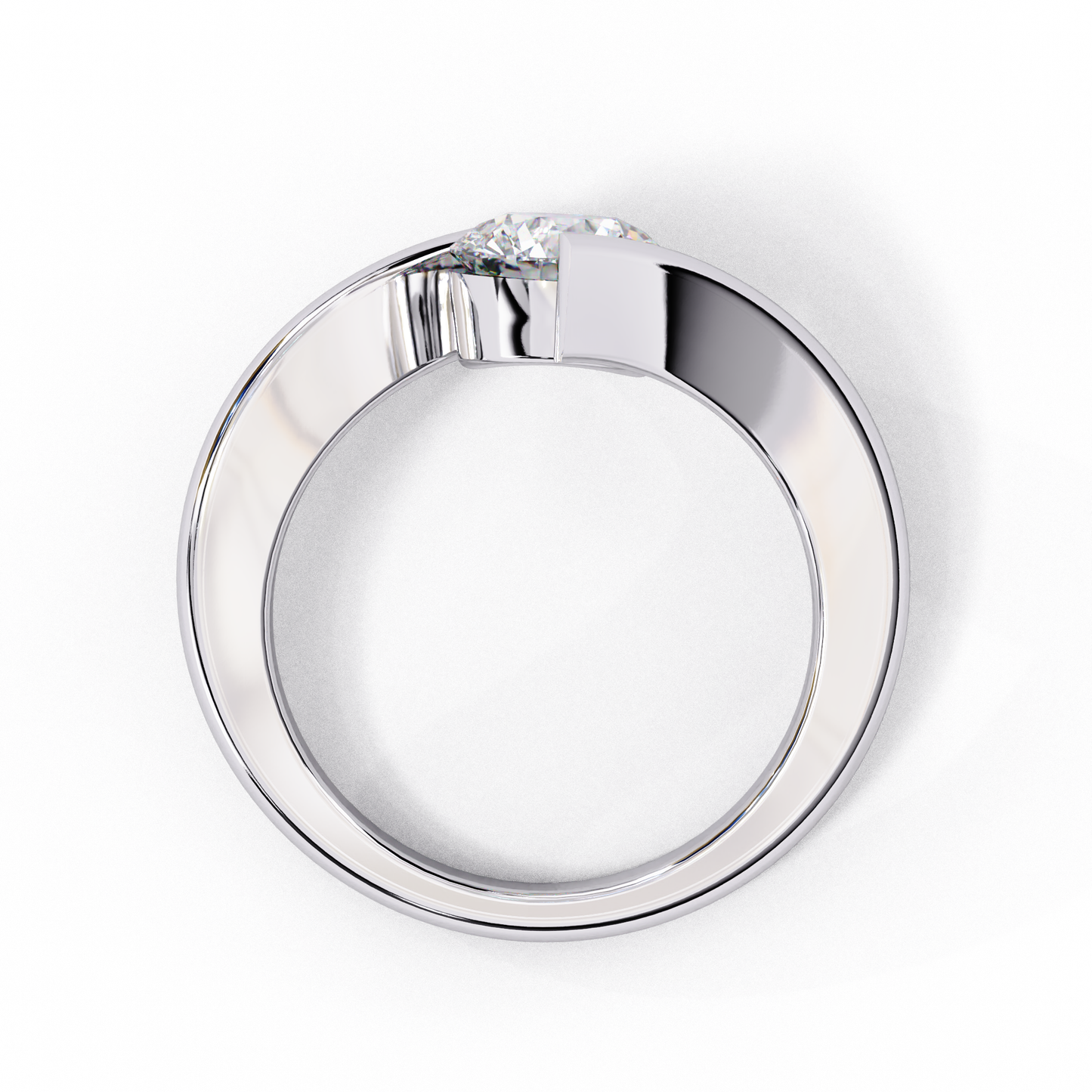 Criss Cross Round Engagement Ring White