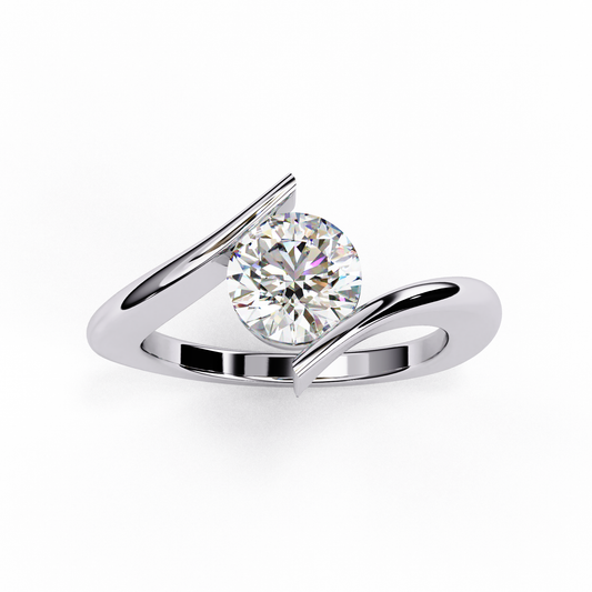 Criss Cross Round Engagement Ring White