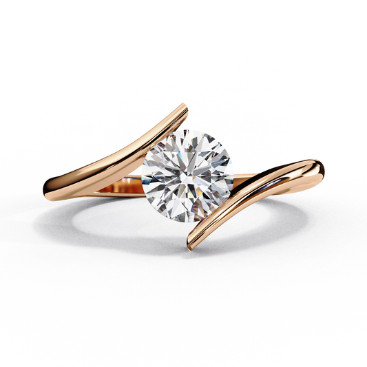 Criss Cross Round Engagement Ring Rose