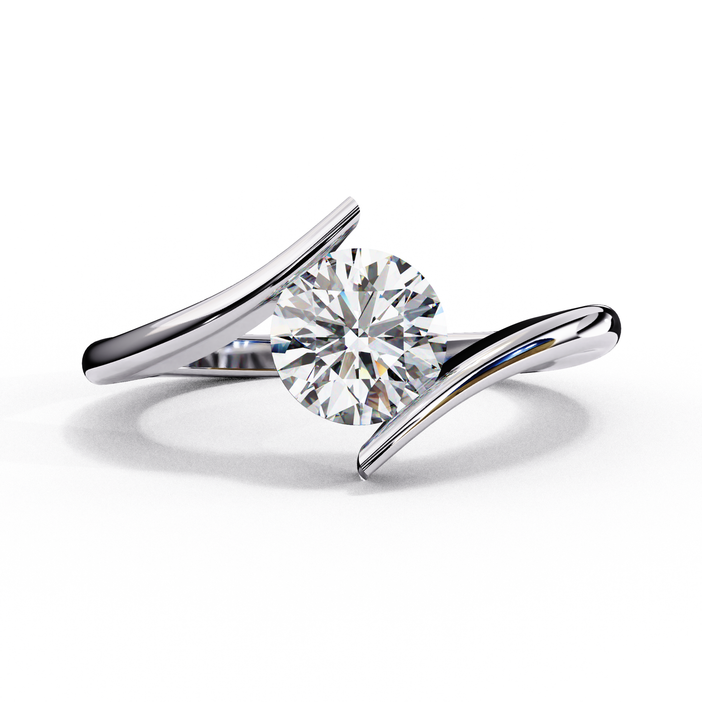 Criss Cross Round Engagement Ring White