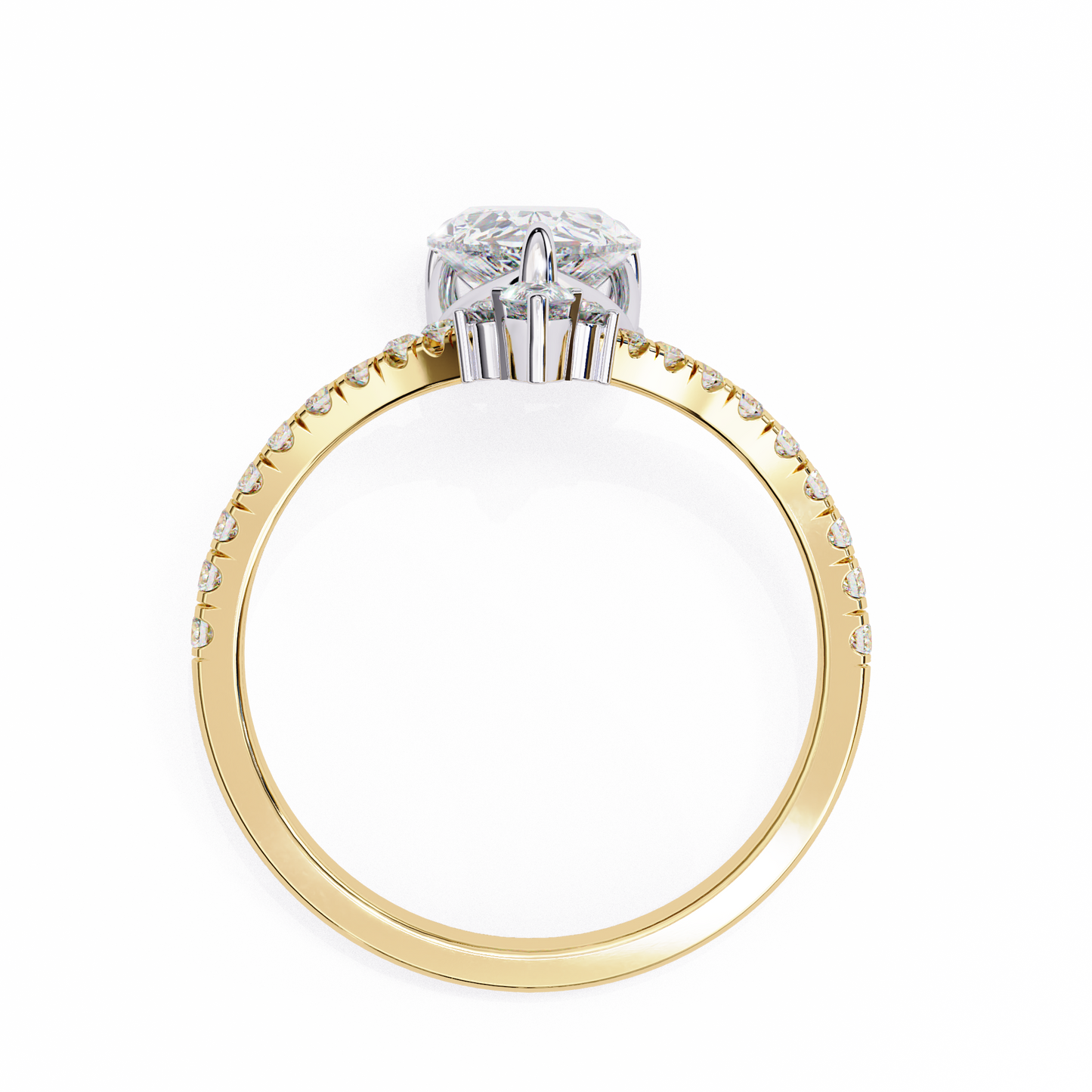 Pear Solitaire Halo Cocktail Ring Yellow