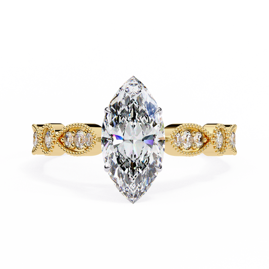 Marquise Engagement Band Ring Yellow