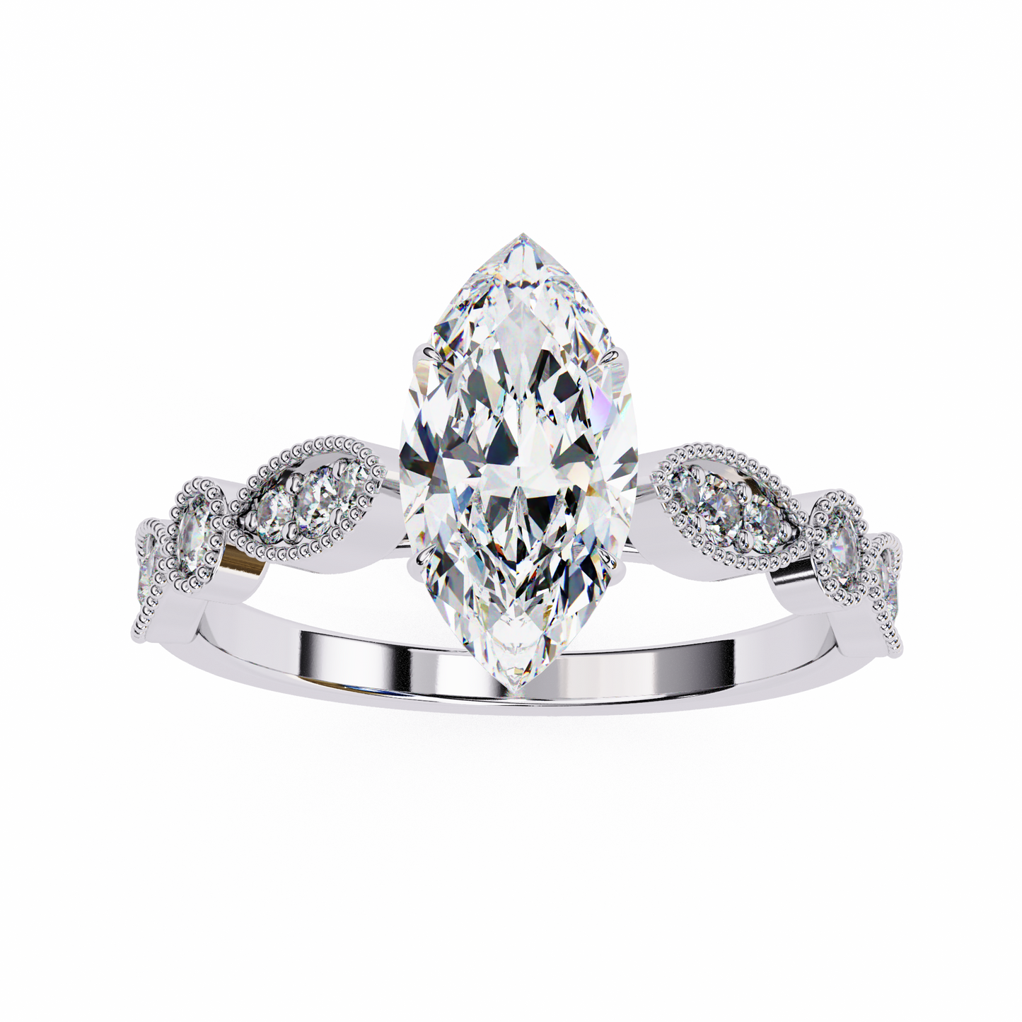 Marquise Engagement Band Ring White