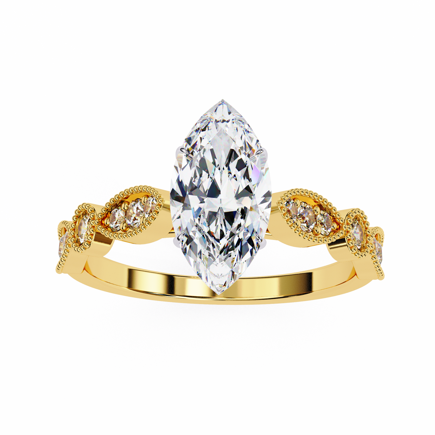 Marquise Engagement Band Ring Yellow