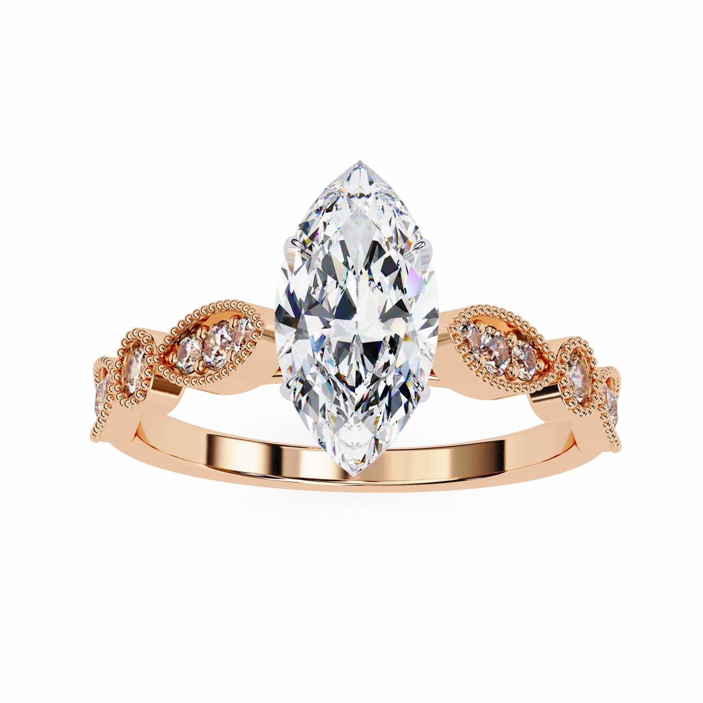 Marquise Engagement Band Ring Rose