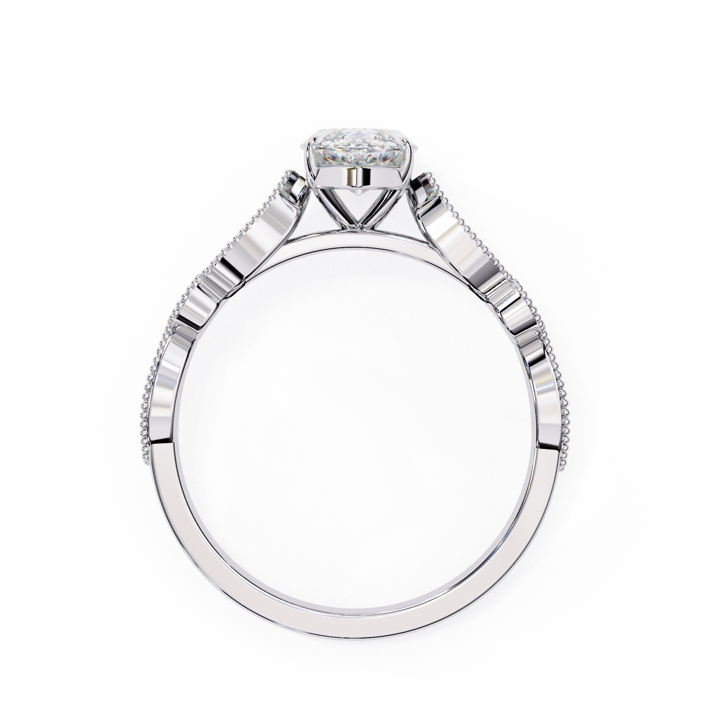 Marquise Engagement Band Ring White