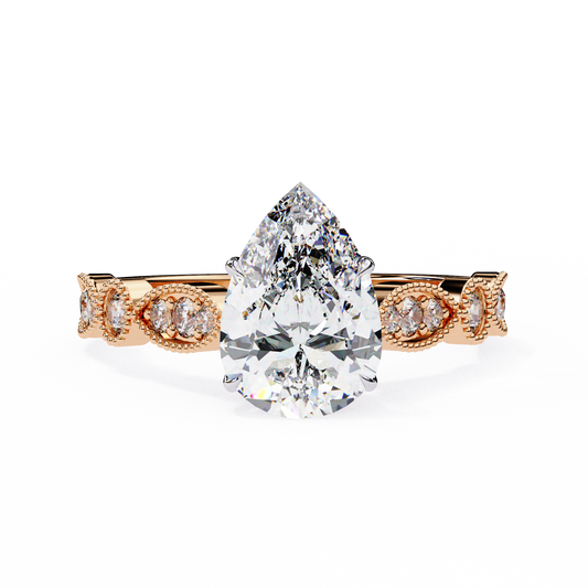 Pear Engagement Band Ring Rose