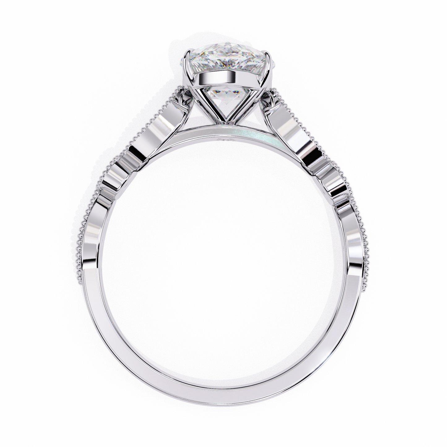 Pear Engagement Band Ring White