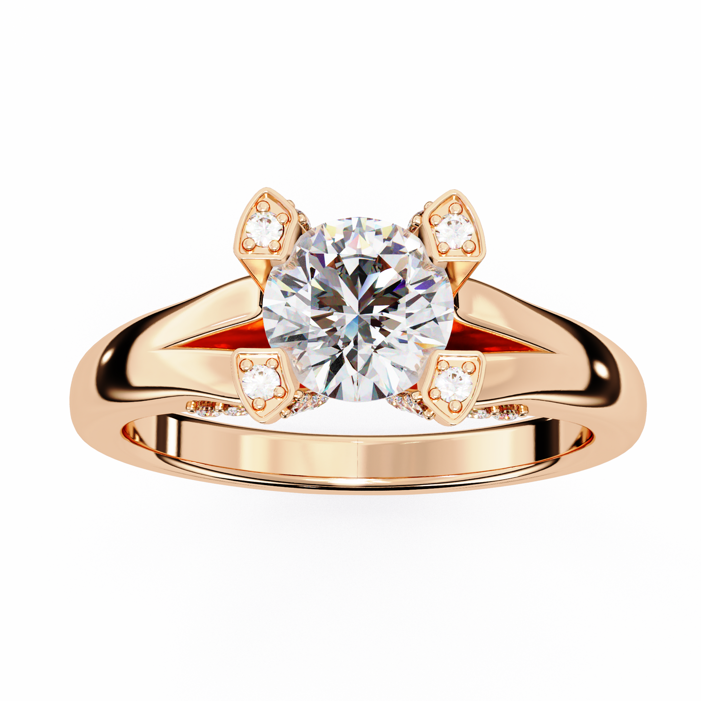 Round Solitaire Engagement Ring Rose