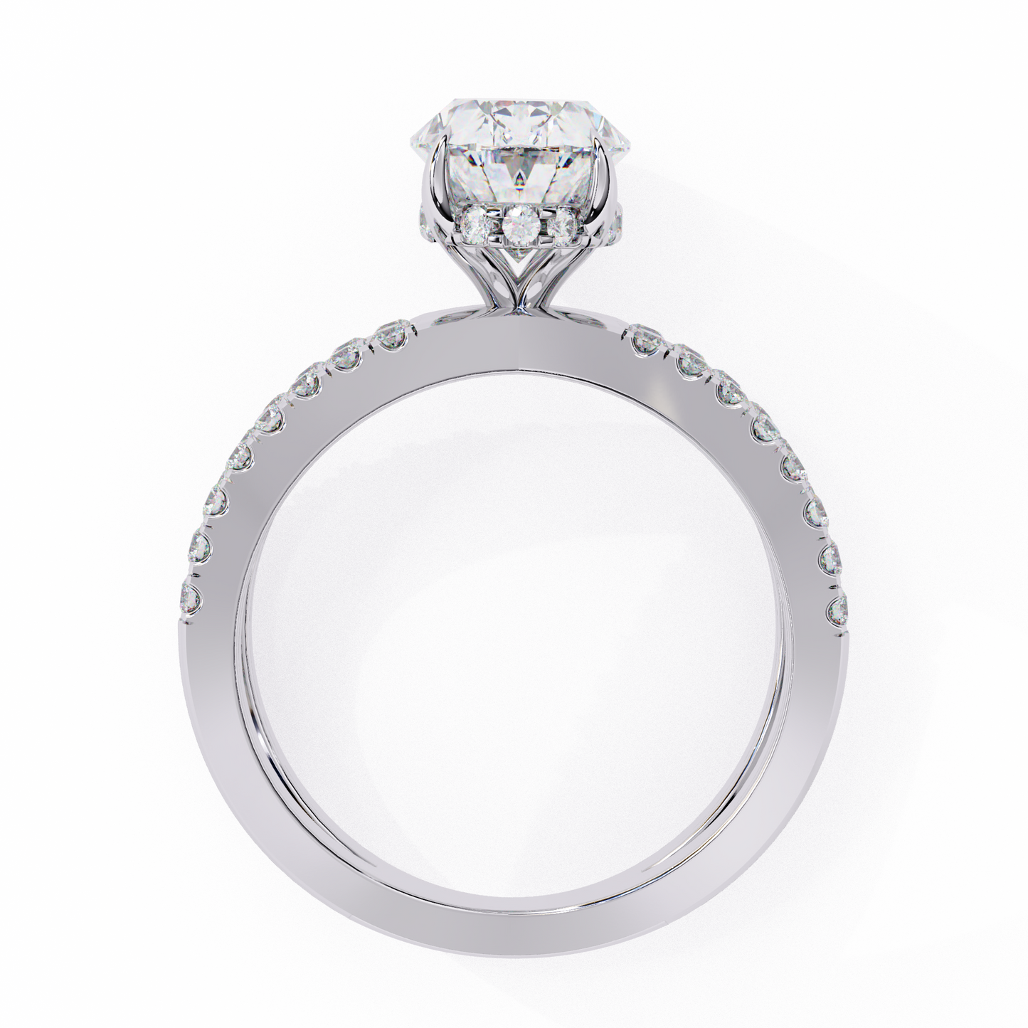 Oval Criss Cross Engagement Ring White