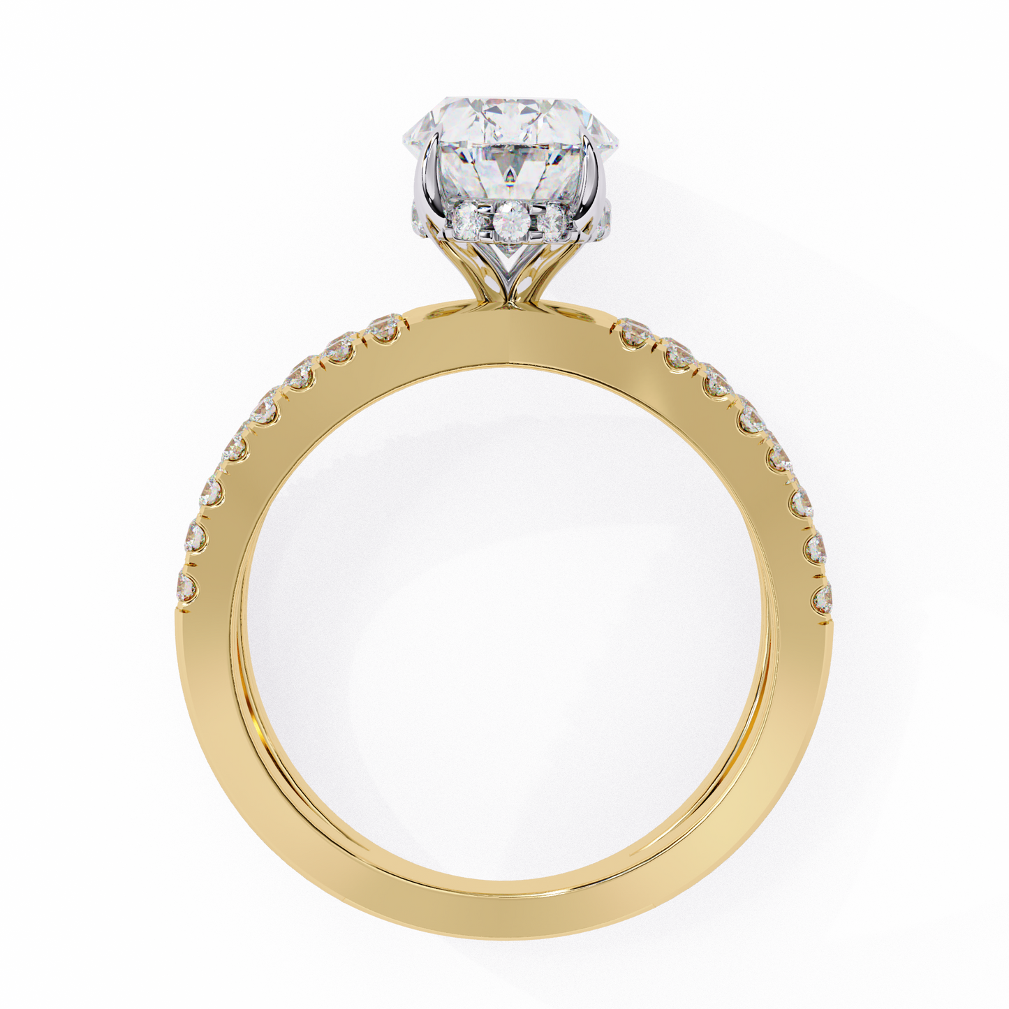 Oval Criss Cross Engagement Ring Yellow