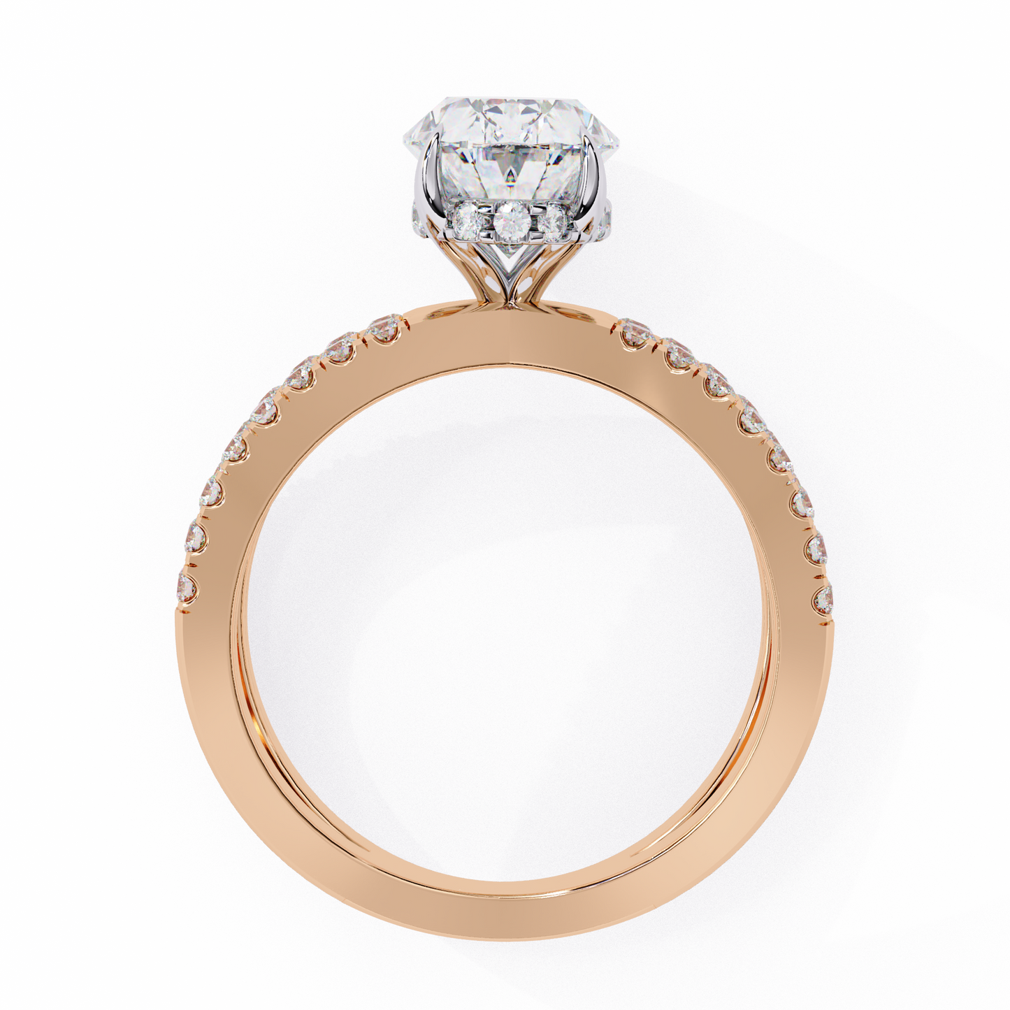 Oval Criss Cross Engagement Ring Rose