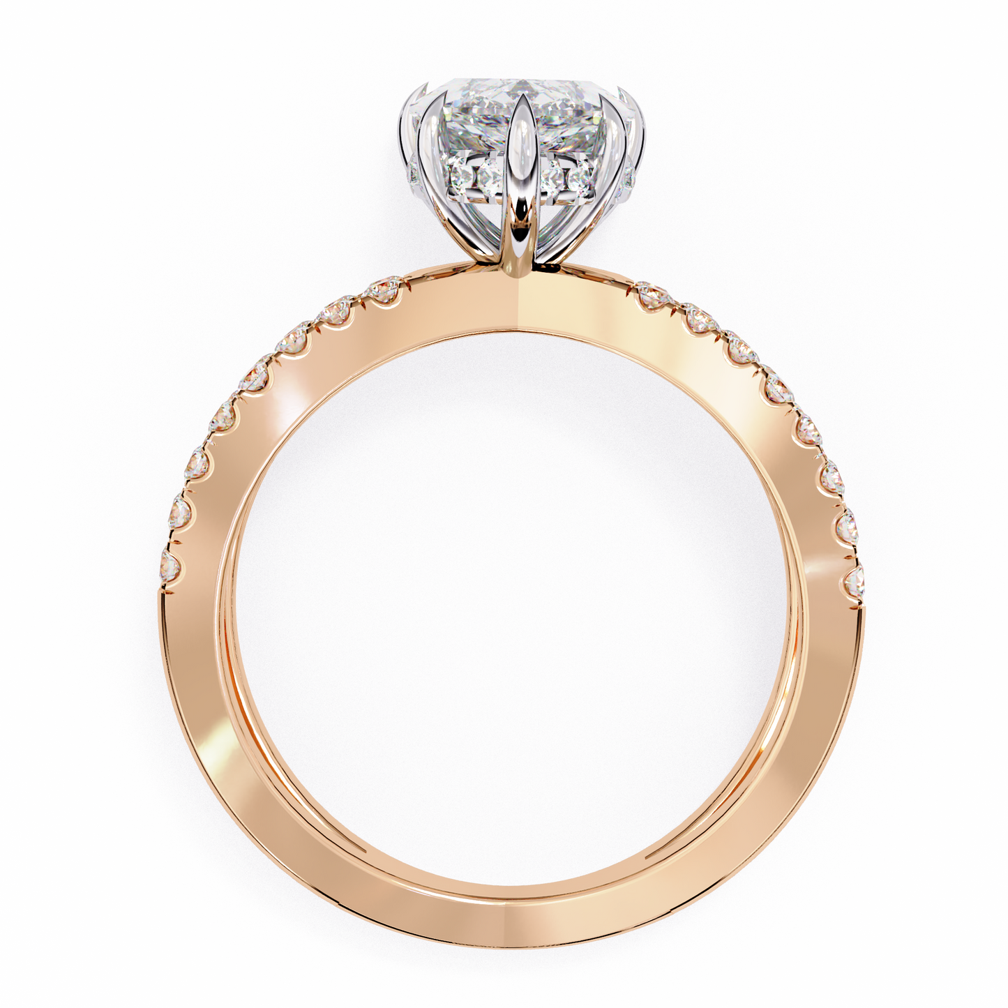 Pear Criss Cross Engagement Ring Rose