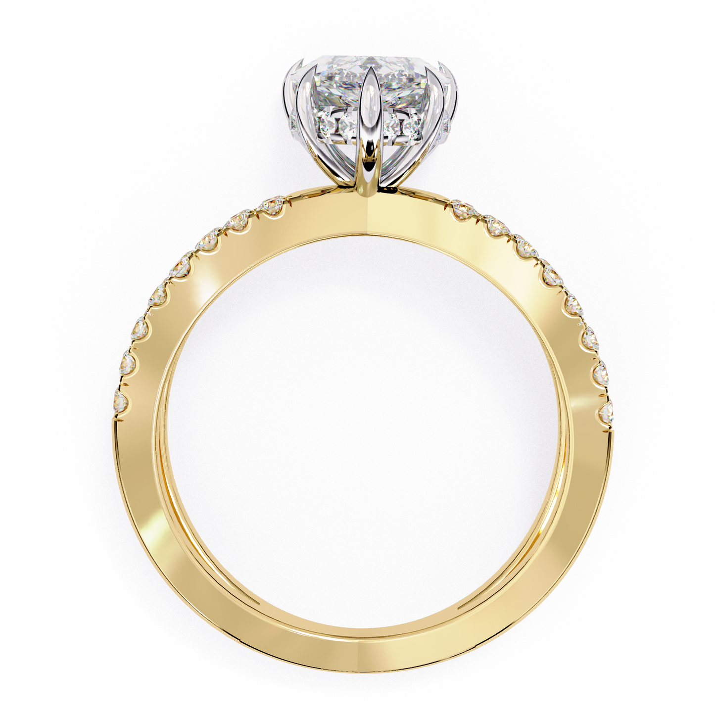 Pear Criss Cross Engagement Ring Yellow