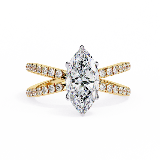 Marquise Criss Cross Engagement Ring Yellow