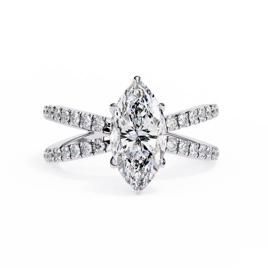 Marquise Criss Cross Engagement Ring White