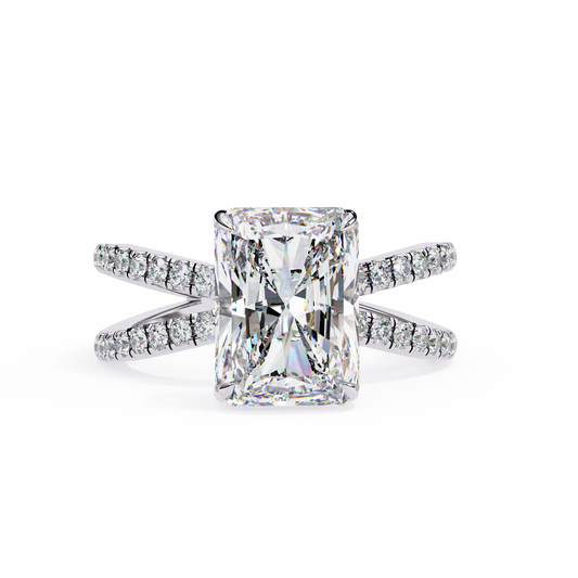 Radiant Criss Cross Engagement Ring White