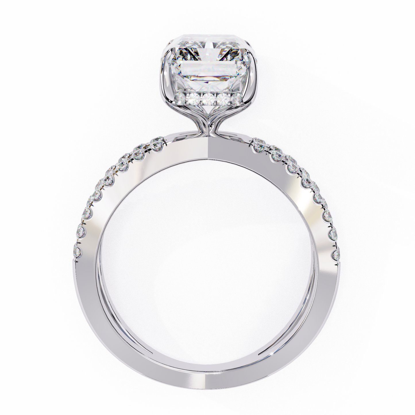 Radiant Criss Cross Engagement Ring White