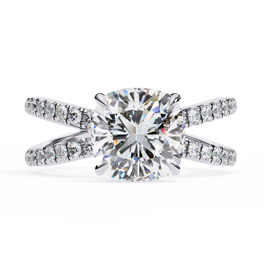 Cushion Criss Cross Engagement Ring White